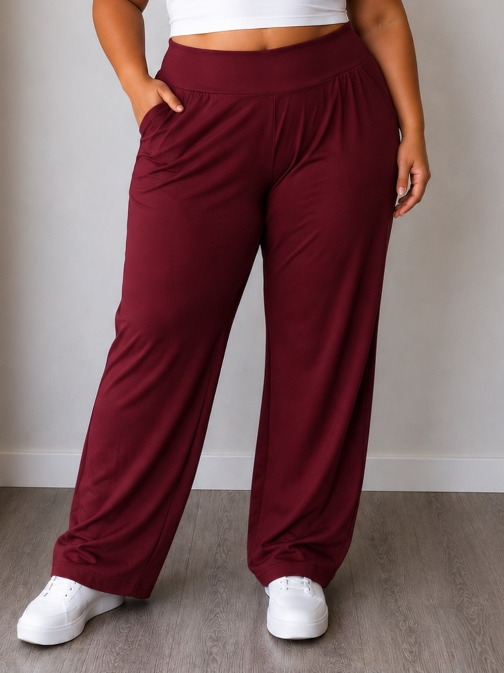 Red Pull-On Knit Pants